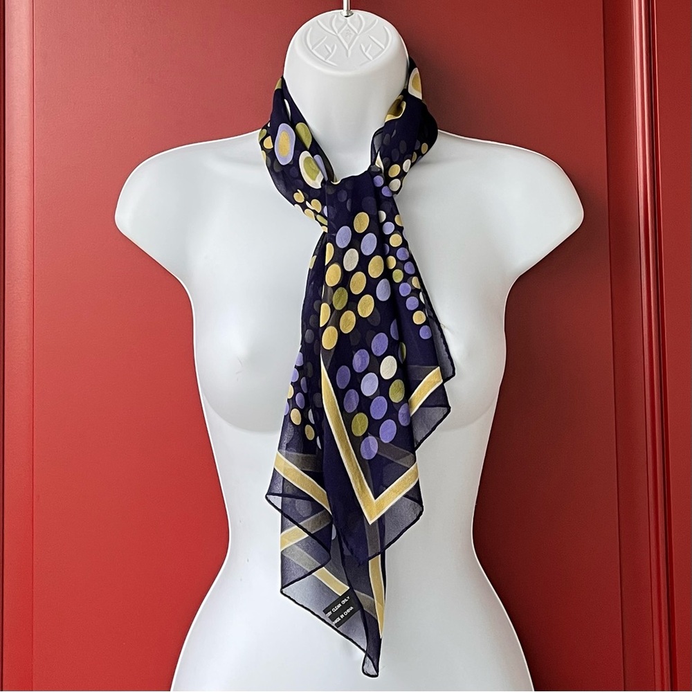 Vintage Silk Scarf - Navy Blue